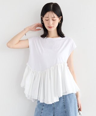 YECCA VECCA アシメペプラムカットソー Off White