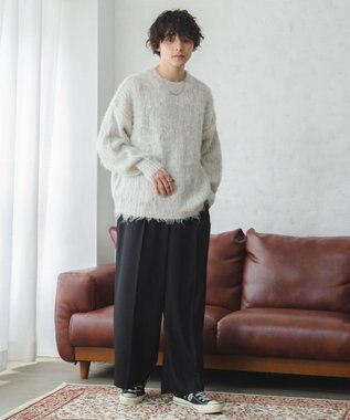 WEGO ブラッシュニットBIGプルオーバー ライトグレー