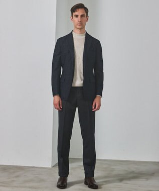 GOTAIRIKU 25年新作【洗える/チクチクしにくい/ピリングしにくい】イタリア糸 ハイゲージ カバーネックニット_WOOL100％ アイボリー系