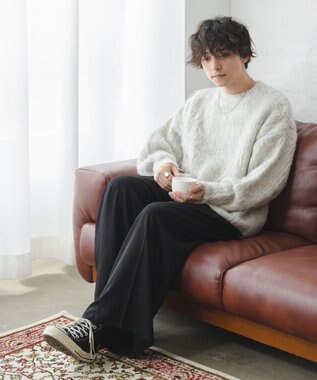 WEGO ブラッシュニットBIGプルオーバー ライトグレー