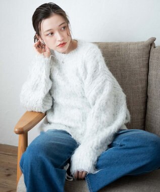 WEGO ブラッシュニットBIGプルオーバー ライトグレー