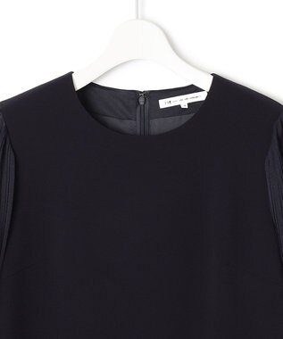 23区 【セットアップ対応】トリアセダブルジョーゼット シフォンスリーブ ワンピース ネイビー系