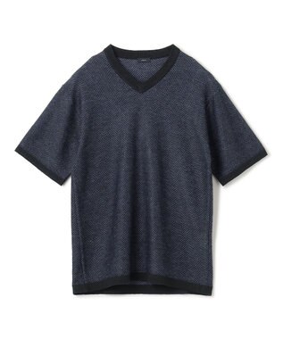 JOSEPH HOMME リネンヘリンボン　Vネックニット ネイビー系3
