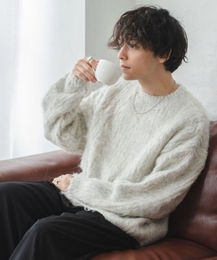 WEGO ブラッシュニットBIGプルオーバー ライトグレー