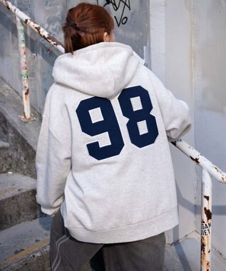 WEGO 裏起毛スタジアムロゴジップパーカー 杢グレー