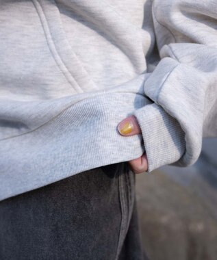 WEGO 裏起毛スタジアムロゴジップパーカー 杢グレー