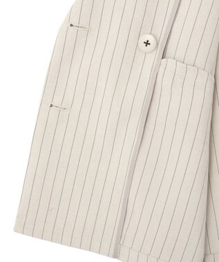 earth music&ecology 【セットアップ対応】リネンライクダブルジャケット Stripe Ivory