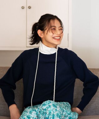 組曲 【選べる8色展開・春まで使える！】バックレースカラー ニット ネイビー系