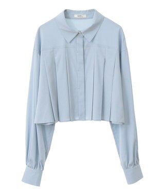 earth music&ecology タックプリーツショートシャツ Sax