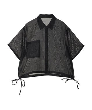 Green Parks シアー裾ドロストシャツ Black