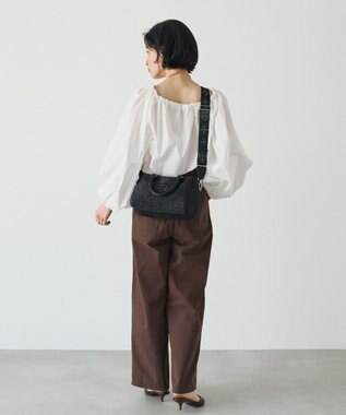 russet ナイロンラフィアミニボストンバッグ《かごバッグ》(CE-1715) Black