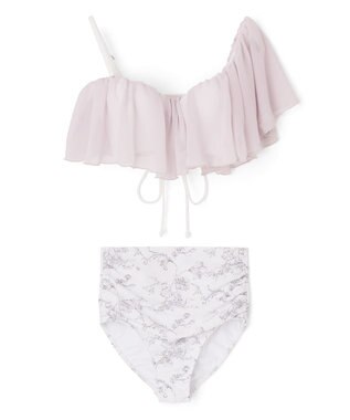 San-ai Resort（三愛水着楽園） 【2025年新作】軽い着け心地でしっかり盛れる【楽盛り水着】　ワンショルフリルワイヤービキニ　9M【San-ai Resort（サンアイリゾート）】 ピンク