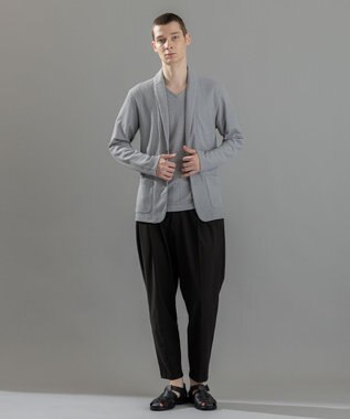 JOSEPH HOMME 新素材【清涼感】メランジクロスジャージー　Vネック半袖カットソー ライトグレー系