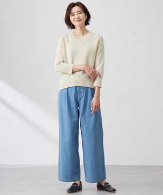 J.PRESS LADIES 【洗える】5ozバージラコンパクト デニム イージーパンツ ユーズド系