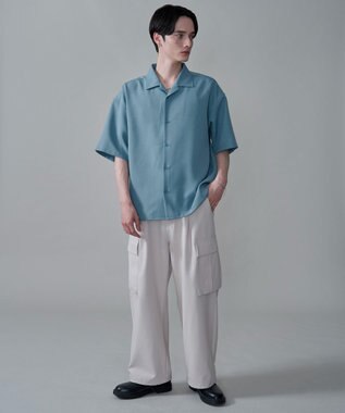 WEGO 【速乾/しわになりにくい/MLサイズ展開】ドライポリオープンカラーシャツ（SS） サックス