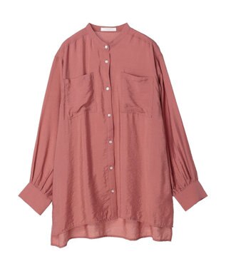 Green Parks バンドカラーポケット付きシアーシャツ Terracotta