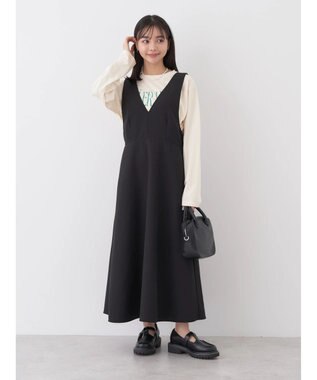 earth music&ecology Ｖネック切替ジャンスカ