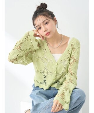 earth music&ecology クロシェ風カーディガン