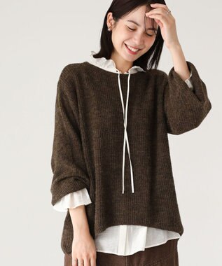 Green Parks シアーゆったりニットプルオーバー Brown