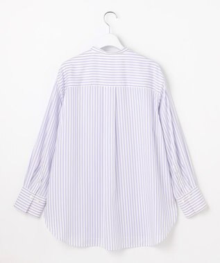 自由区 L SOMELOSバンドカラー ブラウス モーヴストライプ