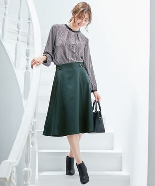 ANY SIS 【洗える】サイドバックルライト スカート ダークグリーン