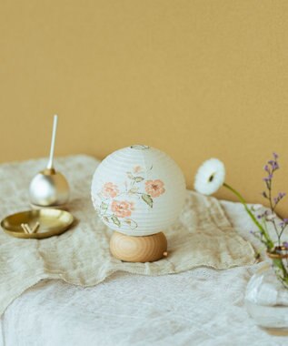 ちょうちん堂 【あかり道】〈手書絵付〉犬バラ ちょうちん ライト ホワイト