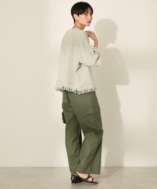 AMERICAN HOLIC フリンジ5分袖ラグランスウェット Light Gray Mixture