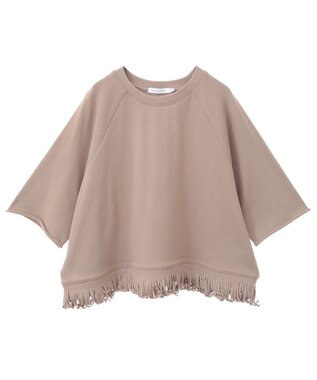 AMERICAN HOLIC フリンジ5分袖ラグランスウェット Beige