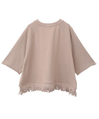 AMERICAN HOLIC フリンジ5分袖ラグランスウェット Beige