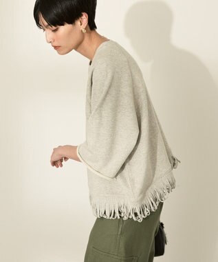 AMERICAN HOLIC フリンジ5分袖ラグランスウェット Light Gray Mixture