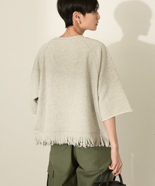 AMERICAN HOLIC フリンジ5分袖ラグランスウェット Light Gray Mixture