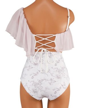 San-ai Resort（三愛水着楽園） 【2025年新作】軽い着け心地でしっかり盛れる【楽盛り水着】　ワンショルフリルワイヤービキニ　9M【San-ai Resort（サンアイリゾート）】 ピンク