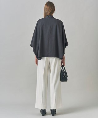 ICB 【洗える】T/Wブロード ボウタイブラウス チャコール系