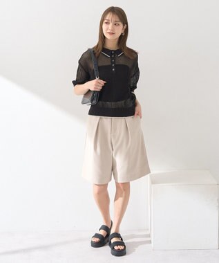 earth music&ecology メッシュポロニットプルオーバー Black
