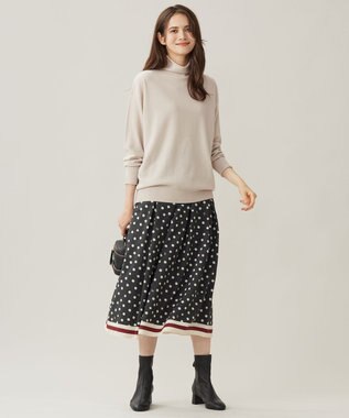 自由区 【洗える】ソフトウールハイゲージハイネック ニット ベージュ