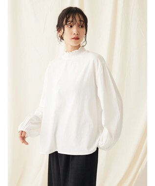 CRAFT STANDARD BOUTIQUE インドコットンシャーリングハイネックブラウス Off White