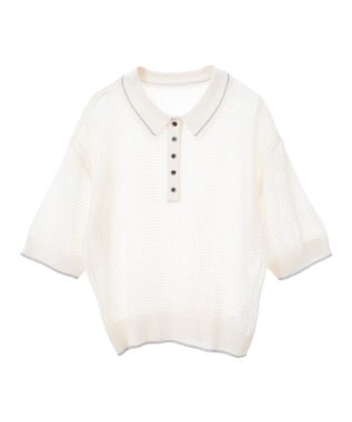 earth music&ecology メッシュポロニットプルオーバー Ivory