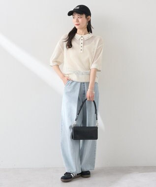 earth music&ecology メッシュポロニットプルオーバー Ivory