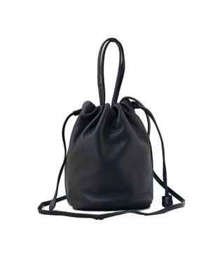 FOLNA RD ソフトレザー2WAY巾着ショルダーバッグ ブラック