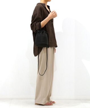 FOLNA RD ソフトレザー2WAY巾着ショルダーバッグ ブラック