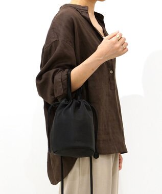 FOLNA RD ソフトレザー2WAY巾着ショルダーバッグ ブラック