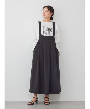 AMERICAN HOLIC 丈違いフロントタックジャンバースカート Black