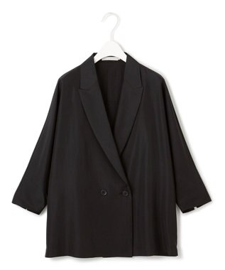 ICB 【接触冷感・UVケア・速乾・洗える】シルクエステルタフタ ブラウスジャケット ブラック系