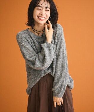 Green Parks シアーゆったりニットプルオーバー Gray