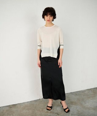 GRACE CONTINENTAL バイカラークルーニットトップ ホワイト