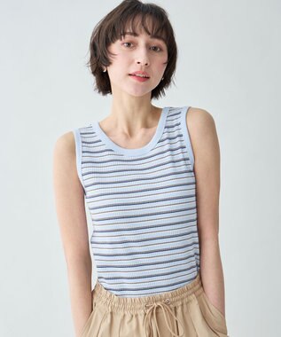 ANY テレコラウンドヘムタンクトップ ブルーベース