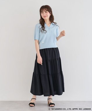 Green Parks チャーミーキティ／衿付き半袖ケーブルニット Light Blue