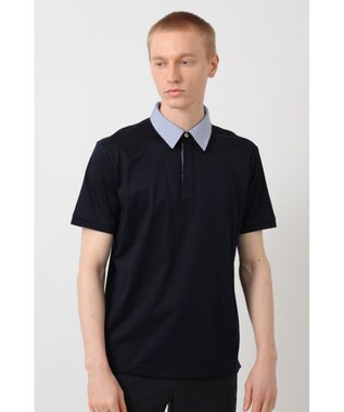 DAKS GIZAコットン THOMAS MASONチェック シャツカラーポロ ネイビー
