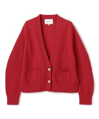 BEIGE， HELIODOR / マリンボタンクロップドカーディガン Red