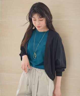 ANY 【洗濯機可/接触冷感/アンチピリング】シアーニットボレロカーディガン ブラック